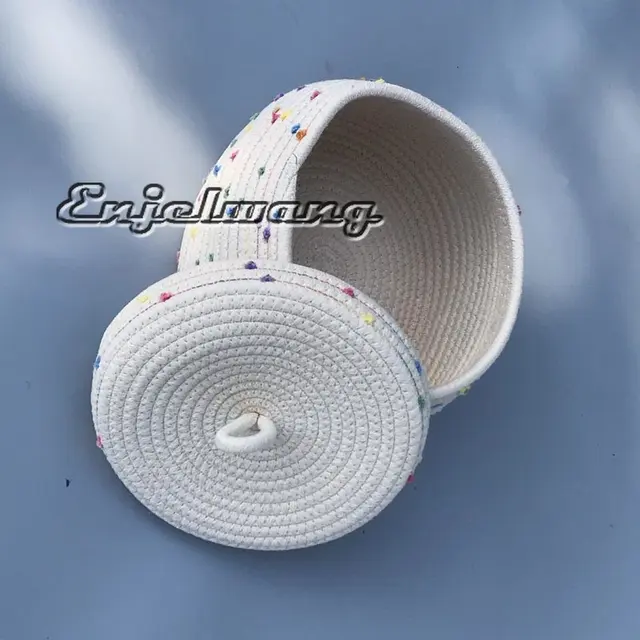25X16Cm Enjelwang Finom Szövésű Minta Tároló Táska Fedővel Északi Pamut Fonal Kosár Doboz Egyéb Szervező - Image 4
