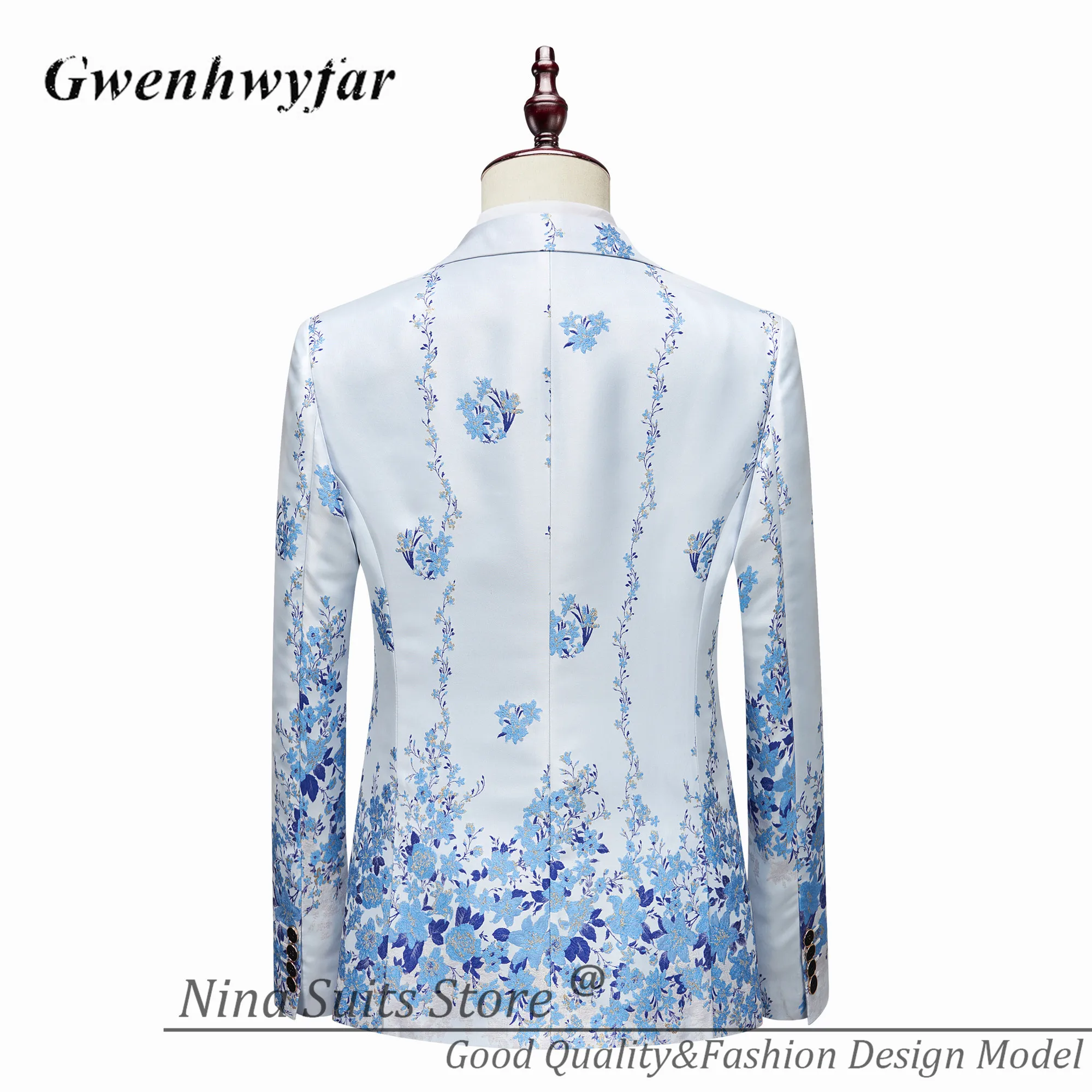 G & N 2026 sur mesure hommes costumes pour fête bleu clair motif série 3 pièces Costume Homme mode