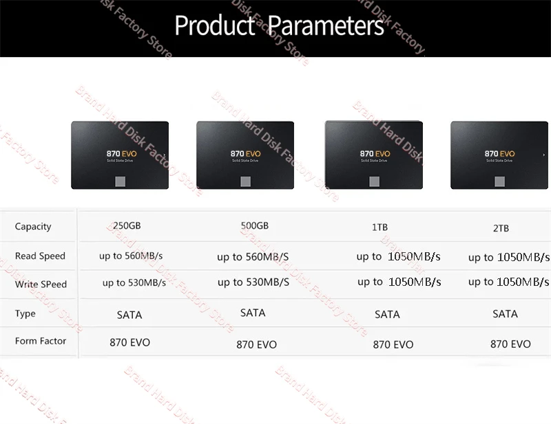 2024 내장 솔리드 스테이트 드라이브 하드 디스크, 노트북 데스크탑 PC PS4 PS5 용 SSD 870 EVO 8TB 4TB 2TB 1TB SATA 3.0 MLC 2.5 인치, 신제품