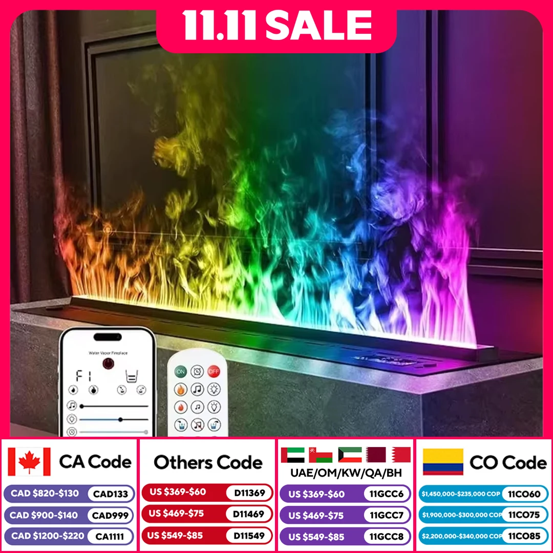컬러 불꽃이있는 3D 분무 벽난로 ECO 장식 맞춤형 분무 스마트 실내 장식 전기 물 분무 벽난로 증기 벽난로