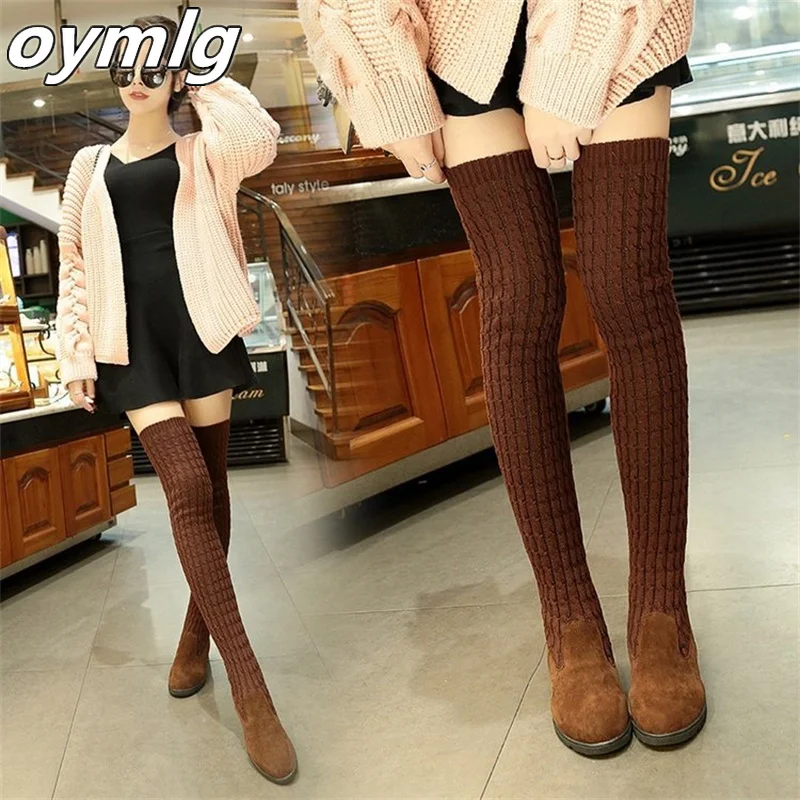 

Over-the-knee boots women's 2022 autumn and winter new slim knee-length boots with simple thick bottom elastic wool boots