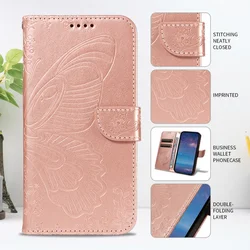 Elegant Butterfly Leather Flip Wallet Phone Case - Premium Animal Design Cover - iPhone 15 (Rose Gold (KT - FWD))