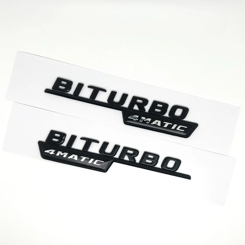 2개 자동차 레터링 펜더 트림 배지 BITURBO 4MATIC Plus 엠블럼 스티커 (메르세데스 AMG C43 E43 GLE43 GLC43 W205 W213 악세사리용)
