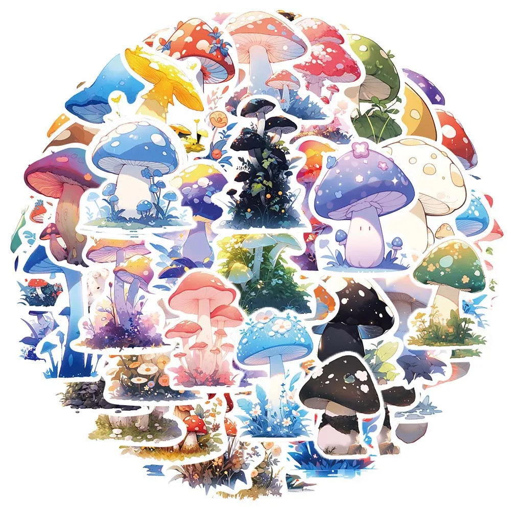 

10/50Pcs Cartoon Cute Mushroom Plant Varied Graffiti Stickers DIY Helmet Laptop Car Decoration Travel Luggage Pencil Case Decals