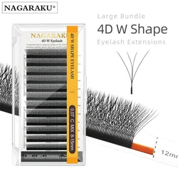 NAGARAKU W Volume Premade Fans Eyelash Extensions - Natural, Soft & Lightweight - 16mm (Black 4D W)