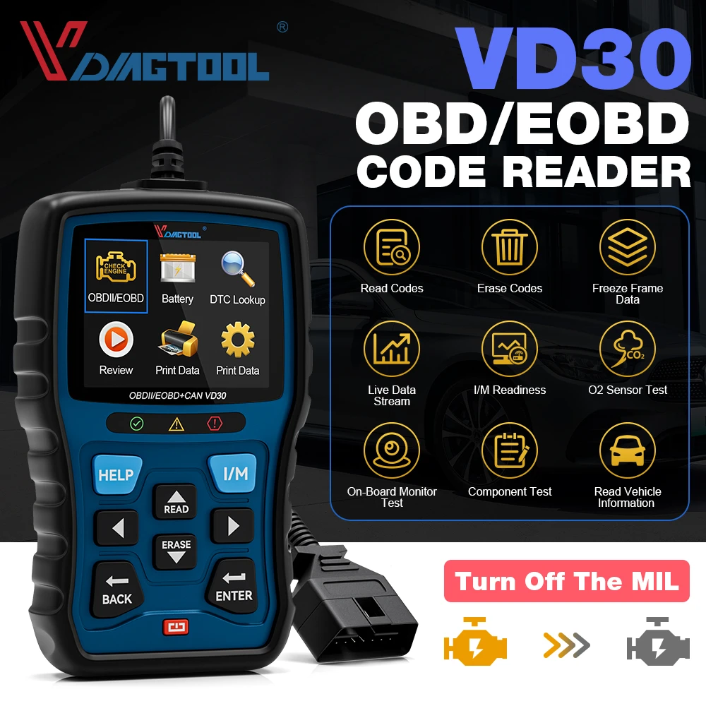 VDIAGTOOL VD30 OBD2 Scanner Automotive Code Reader Engine Check