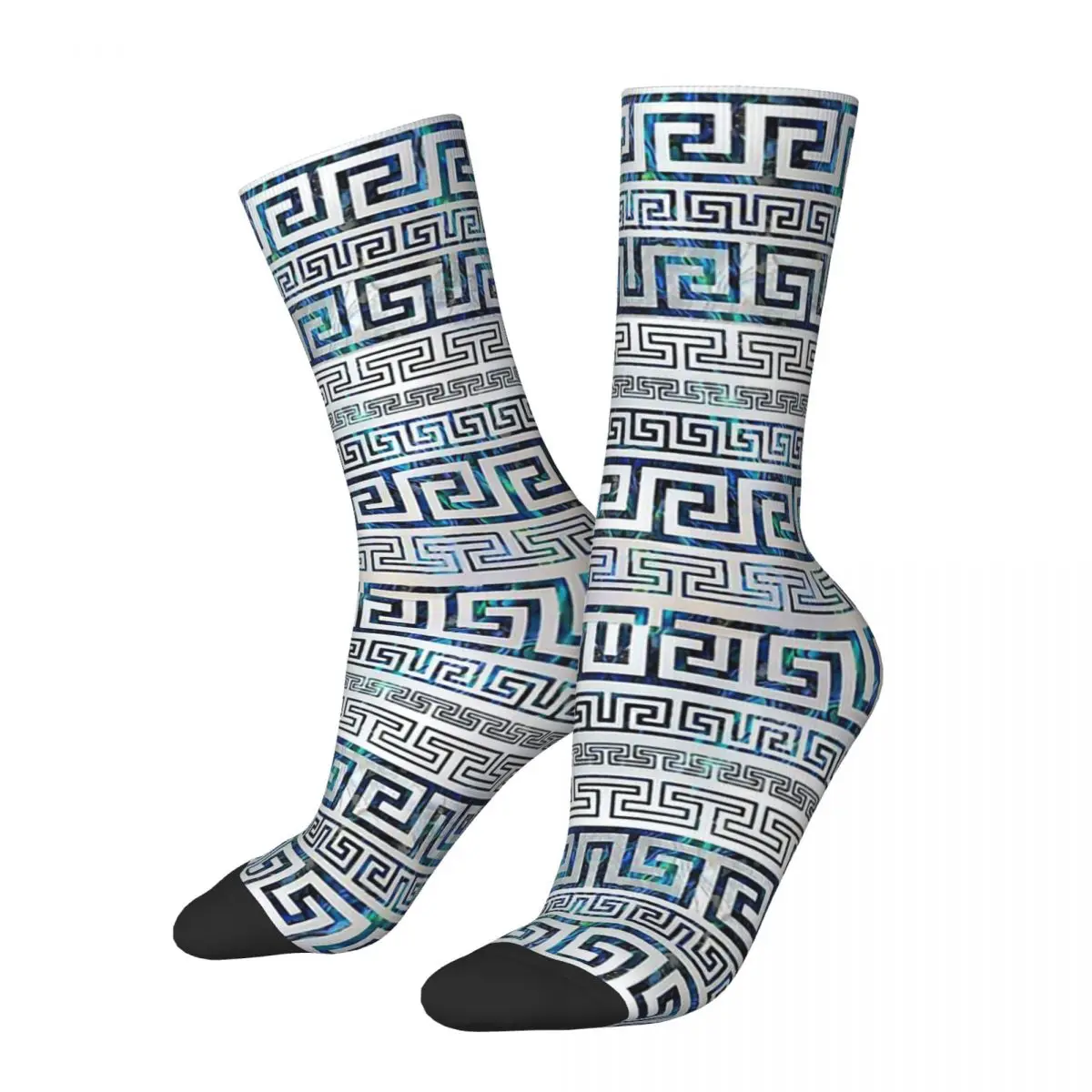 

Greek Key Ornament Greek Meander Pattern Men Women Socks Windproof Novelty Spring Summer Autumn Winter Stockings Gift