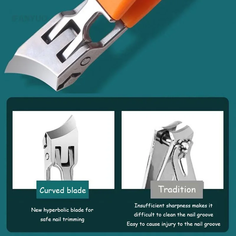 Nail Clipper Slanted Oblique Blade Ingrown Toenail Clipper Anti-Splash Wide Jaw Opening Hard Nails