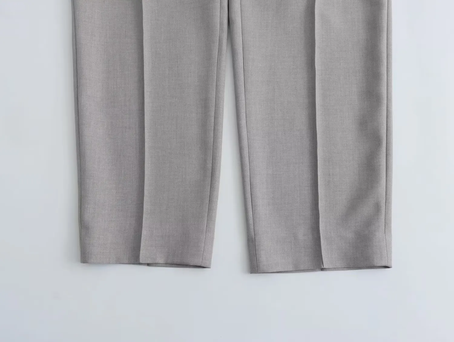 Withered French Casual Commuter Suit Pants High Waist Office Ladies Straight Barrel Grey Cropped Pants Women