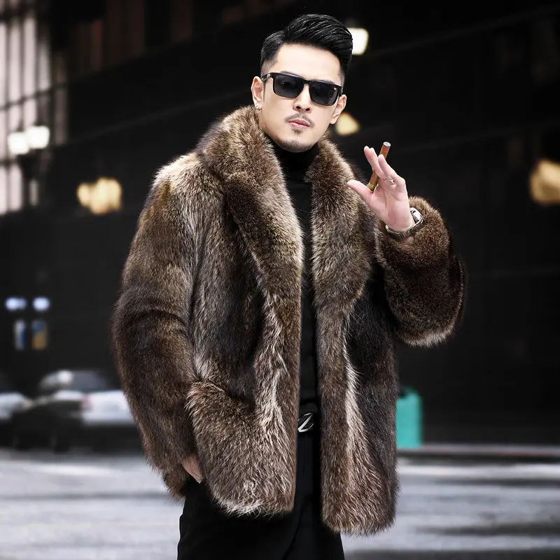 

New Luxury Brand Fur Coats Men Winter Mink Coat Warm Thick Faux Fur Jacket Men's Clothing Overcoat Singer Stage Costumes
