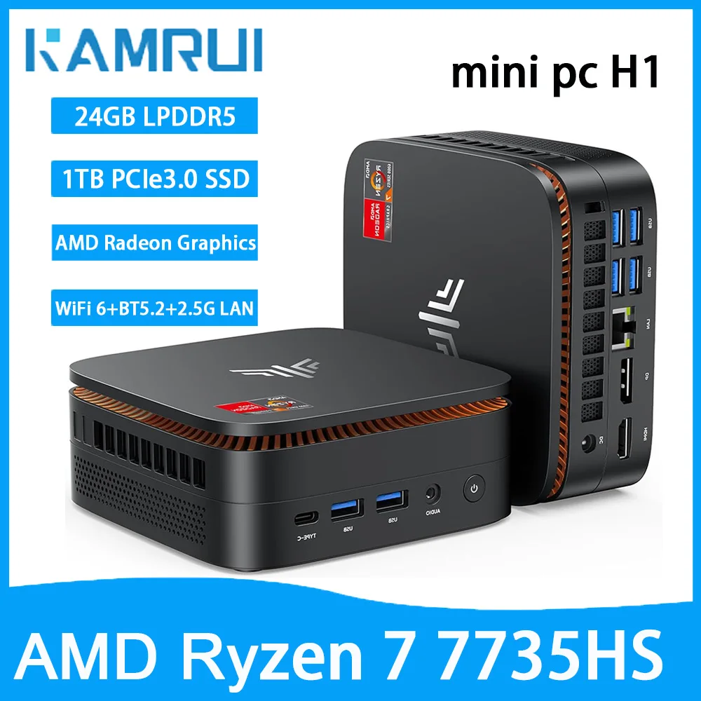 【¥60,653】KAMRUI h1 ミニPC AMD Ryzen 7 7735hs 24GB LPDDR5 1TB M.2 NVMe PCIe3.0 SSD-アリエク特価アラート