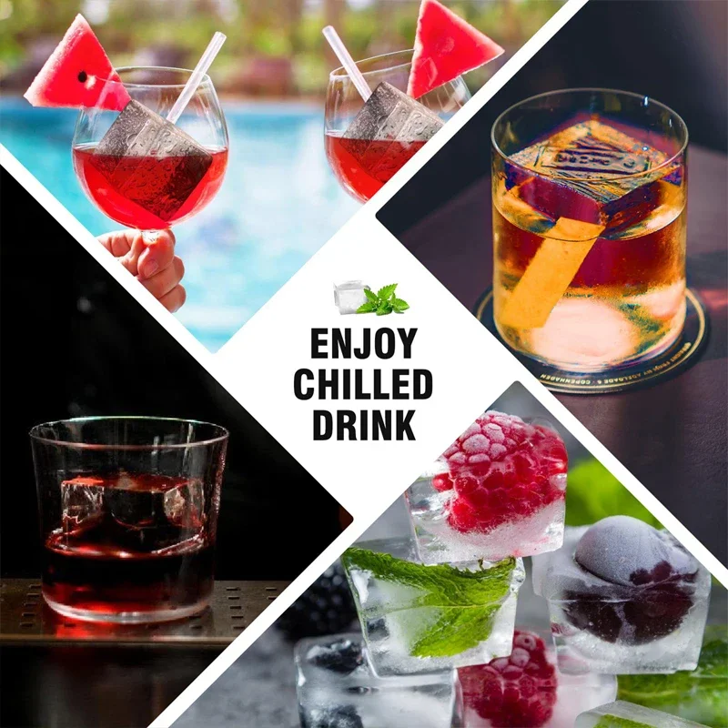 New 15 Grid Silicone Ice Cube Molds Big Tray Mold Ice Cube Maker Reusable Durable Bar Pub Whiskey Cocktail Ice Block Maker Model