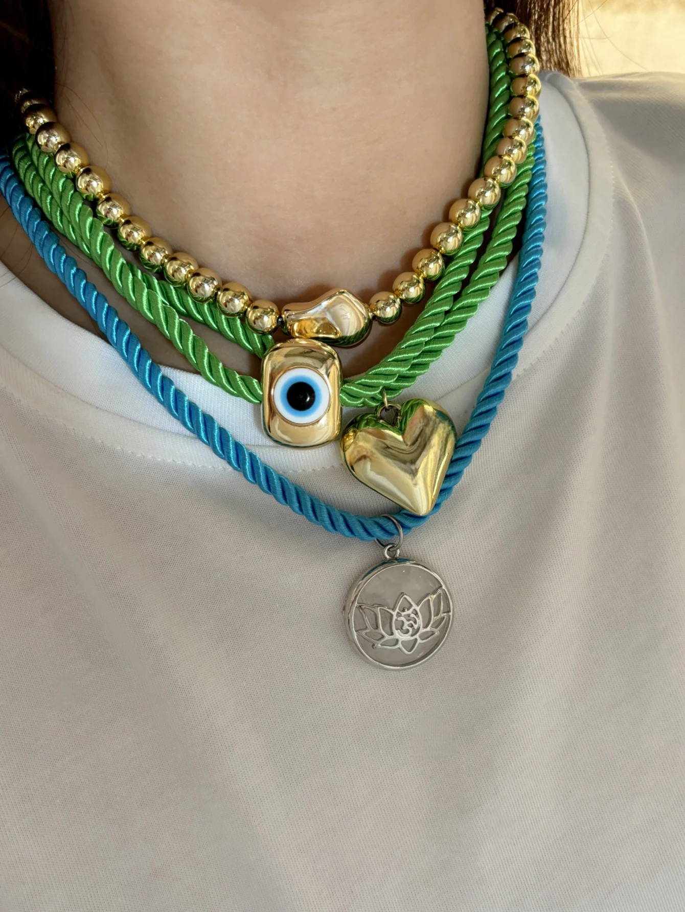 Evil Eye Necklace Thick Rope Copper