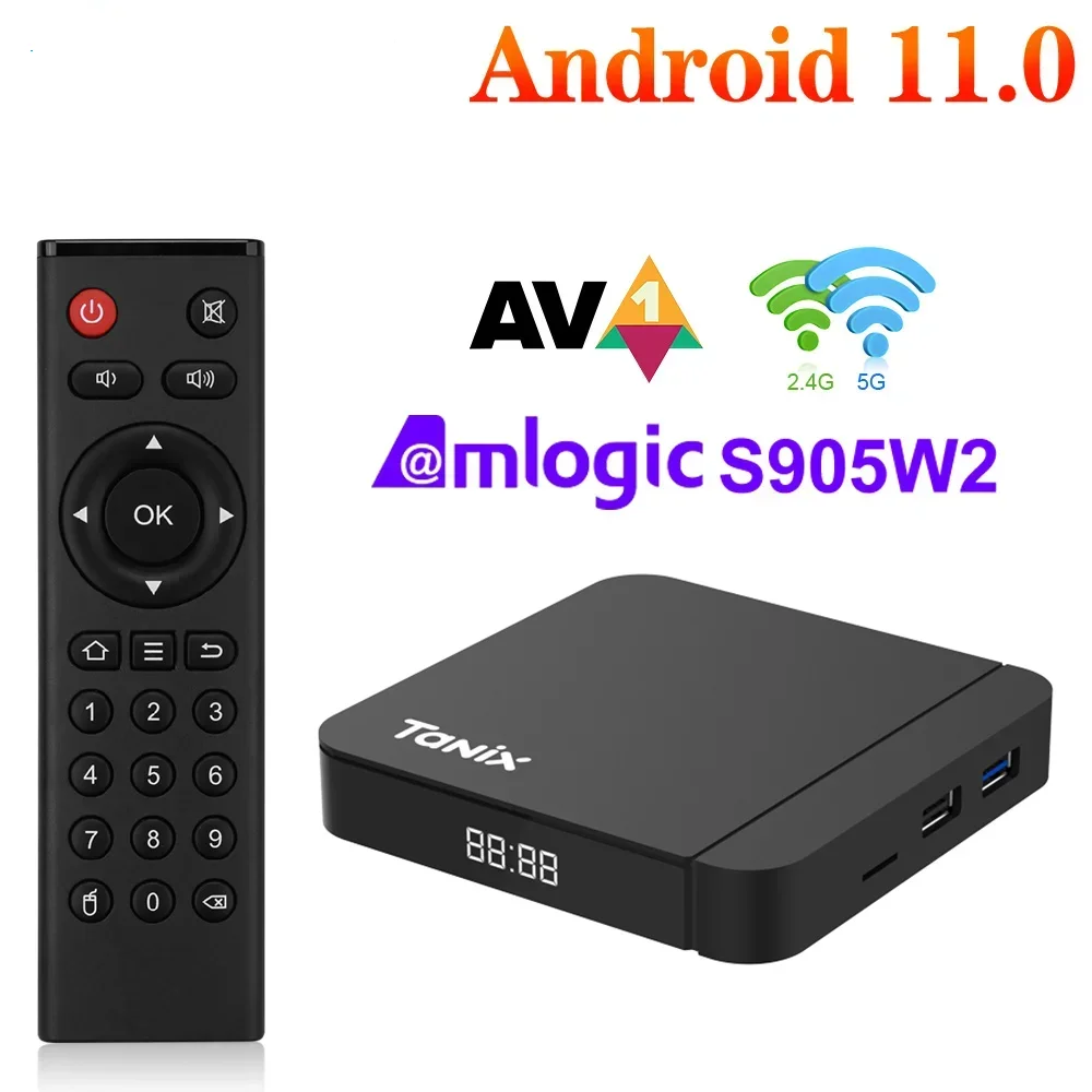 New Tanix W2 Smart TV Box Android 11 Amlogic S905W2 4GB 64GB Support AV1 Dual Wifi Media Player TVBOX Set Top Box 32GB 2GB 16GB for xiaomi tanix w2 android 11 smart tv box amlogic s905w2 2gb 16gb 2 4g 5g dual wifi av1 bt set top box media player pk tanix3