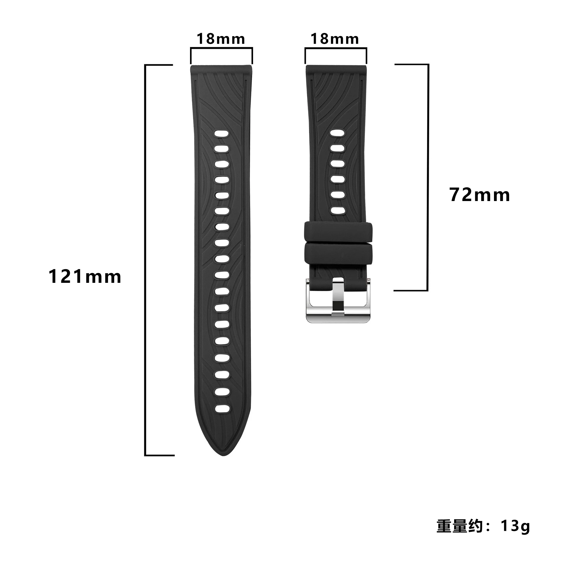 Breathable 18mm Silicone Sports Strap Replacement Bracelet