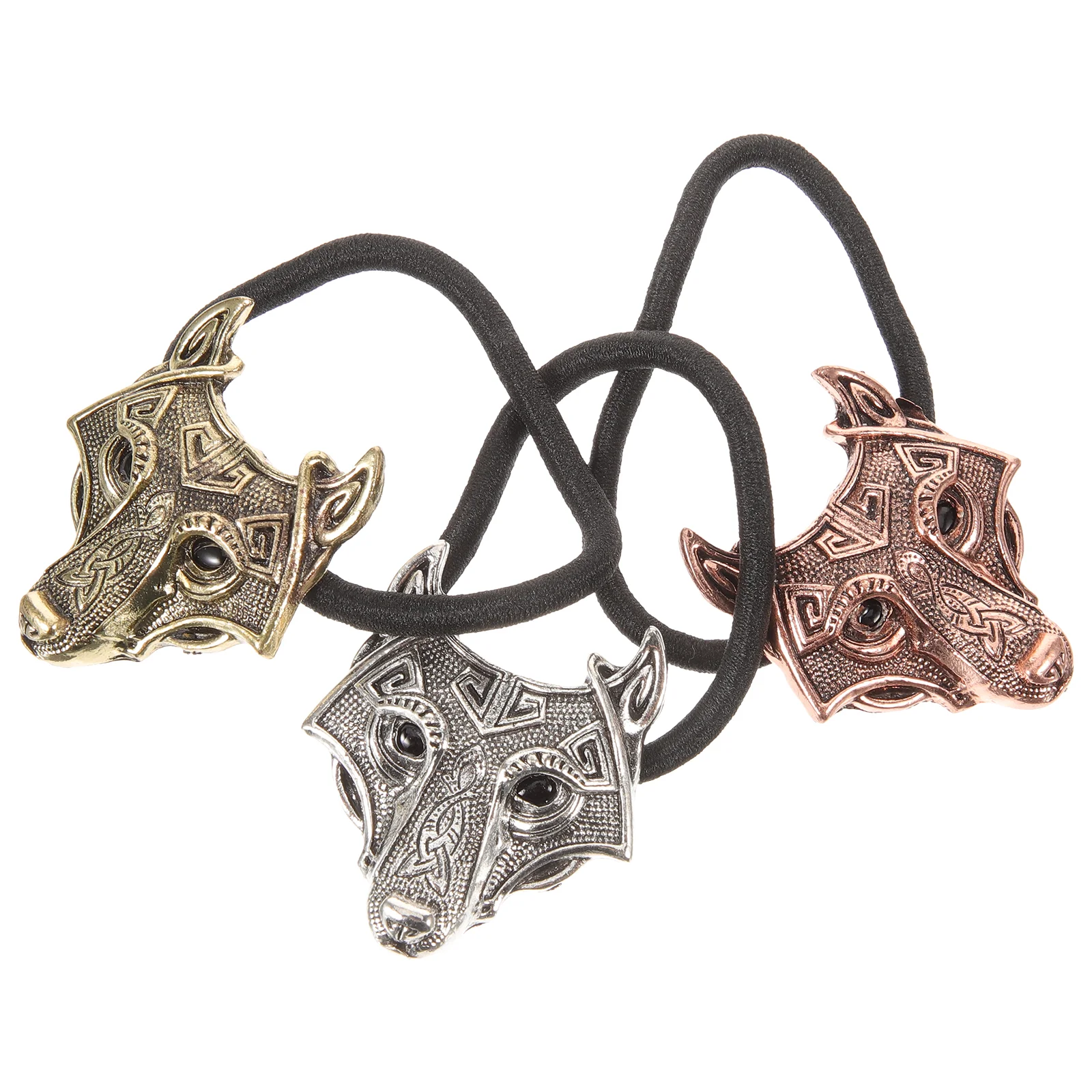 

3pcs Retro Wolf Head Hair Ties Elastic Ponytail Holders Vintage Hair Bands Accessories