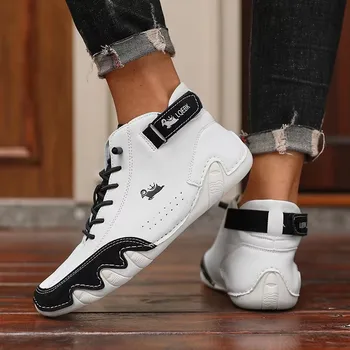 حذاء رجالي بدون كعب عالي القطع مريح ناعم مقاوم للماء حذاء مسطح للمشي في الحديقة والتنس ماركة فاخرة 2025 حذاء بمقدمة مستديرة عصري 5