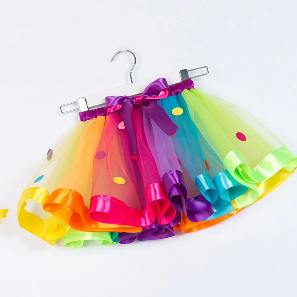 Girls Elastic Waist Rainbow Tutu Skirt with Big Bowknot Party Dress up Tulle Skirt(-RT077 S) Midiskirt for kids ballet tutu skirt children skirts
