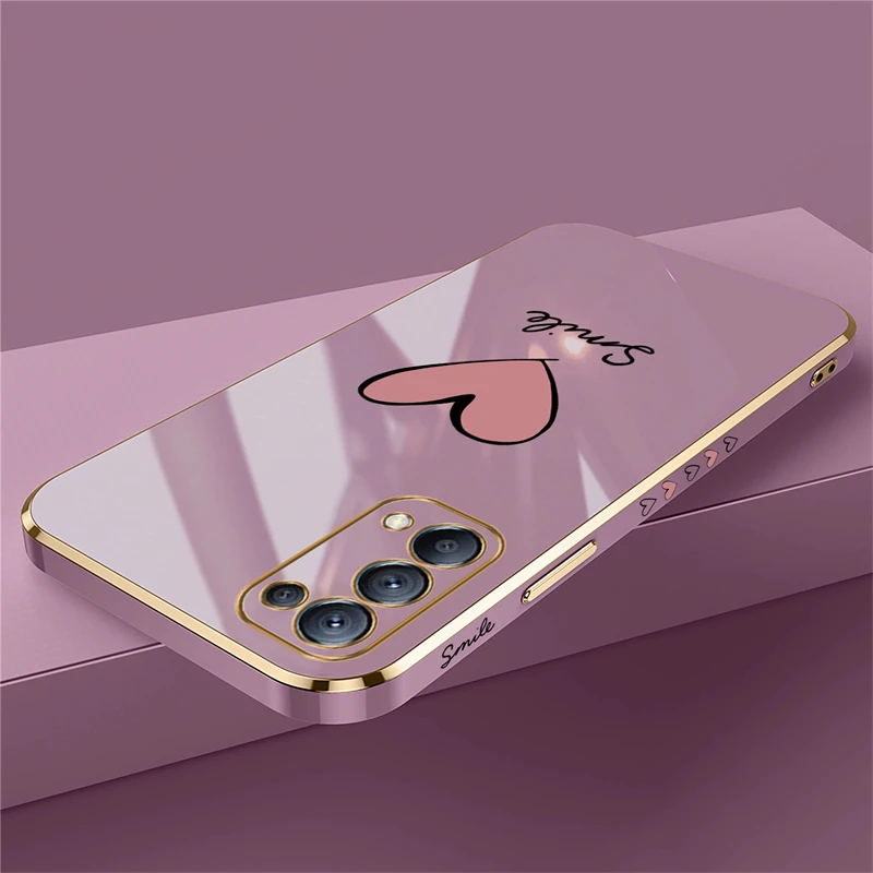 Luxury Plating Love Heart Soft Phone Case with Camera Protection Cover