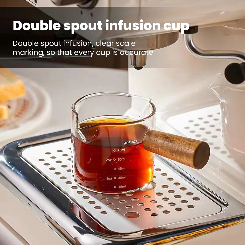 나무 손잡이 우유 캔 커피 작은 우유 컵, 에스프레소 컵, 커피 기구 추출물, 눈금 측정 컵, 우유 컵 스트랩