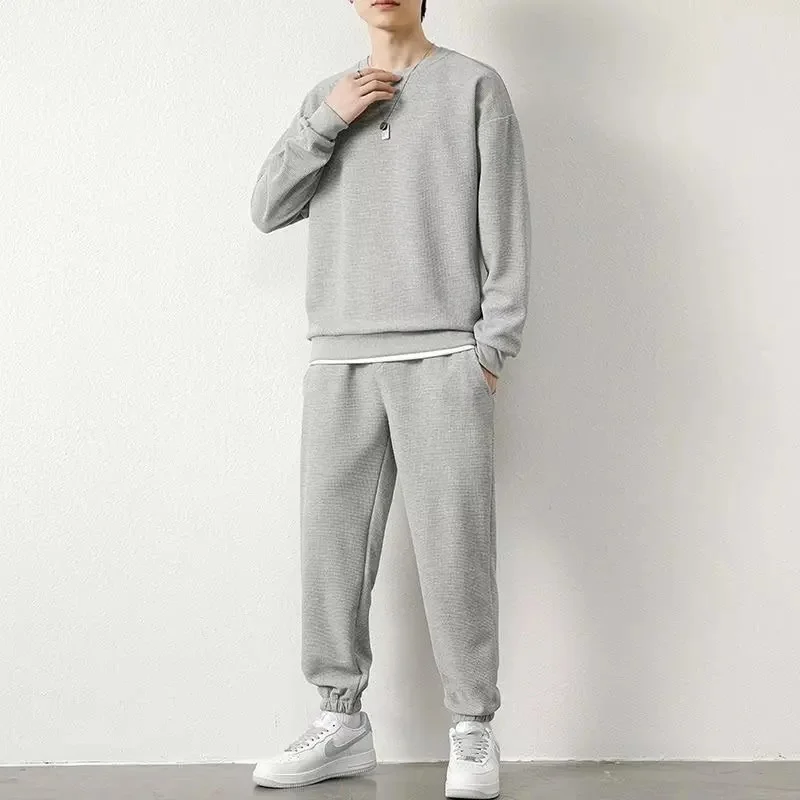 Waffle sweater suit light gray