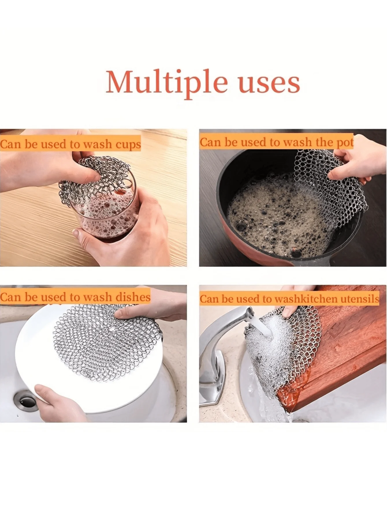 4 * 4 Inch 316 Stainless Steel Wire Ball Brush Pot Net Kitchen Cleaning And Decontamination New Creative Non Falling Wire Brush