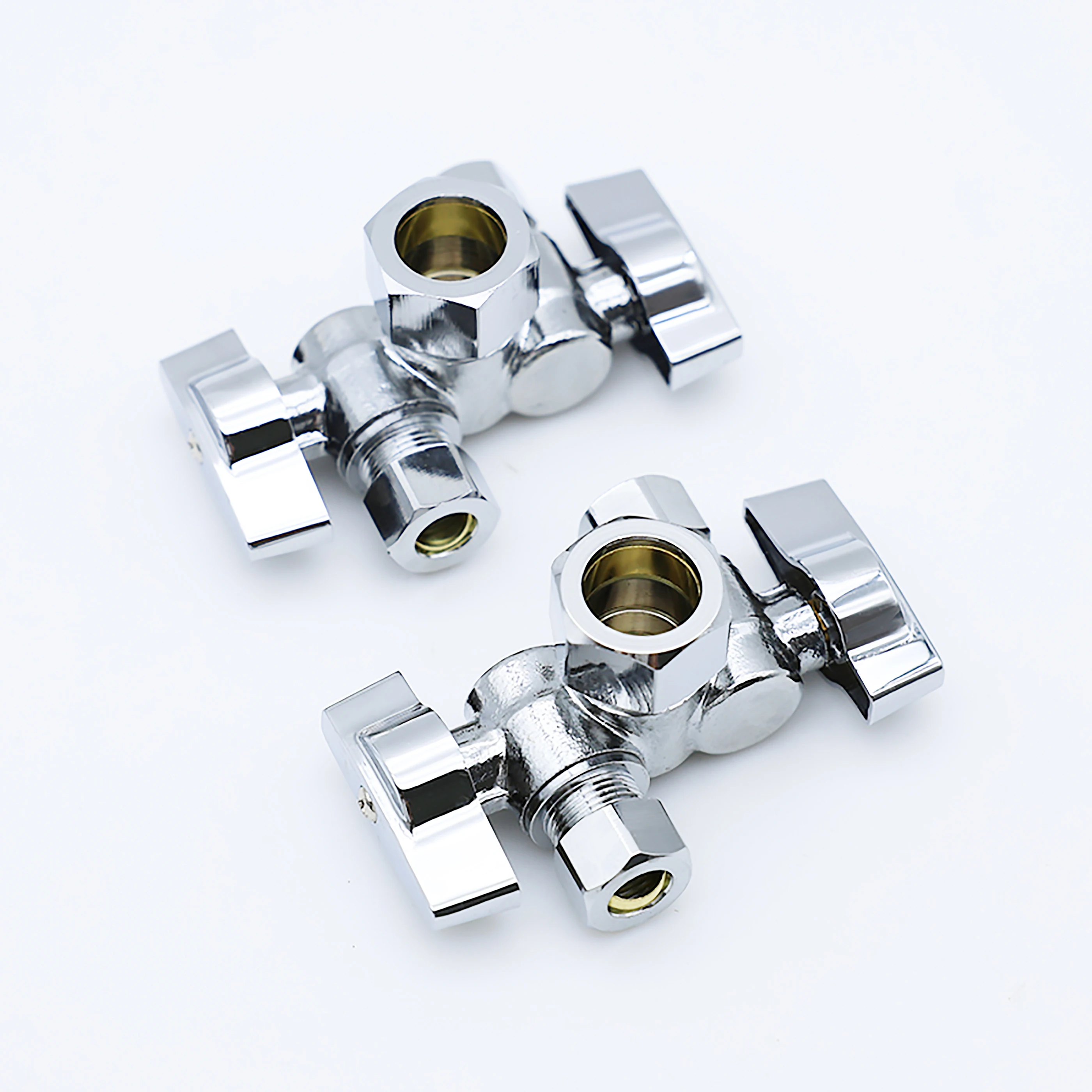 KING SMART 3/8" OD * 5/8" OD * 3/8" 1/4 Turn Dual Handle Stop Valve; 2Pcs/Case; 80407
