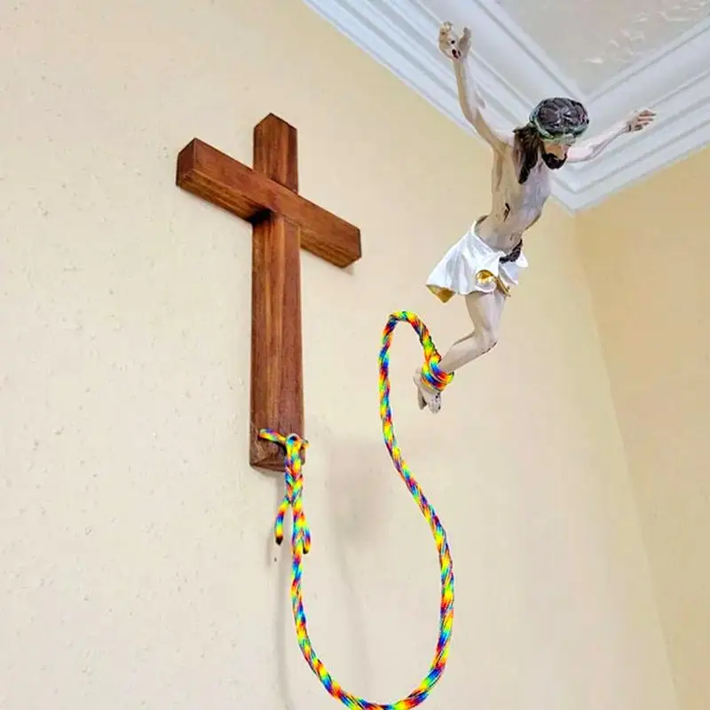 Jesus Bungee Wall Cross Decoration Home Office Church Wall Hanging Jumping Crucifix Christ Savior Festival Gift Home Decoration wall cross decoration