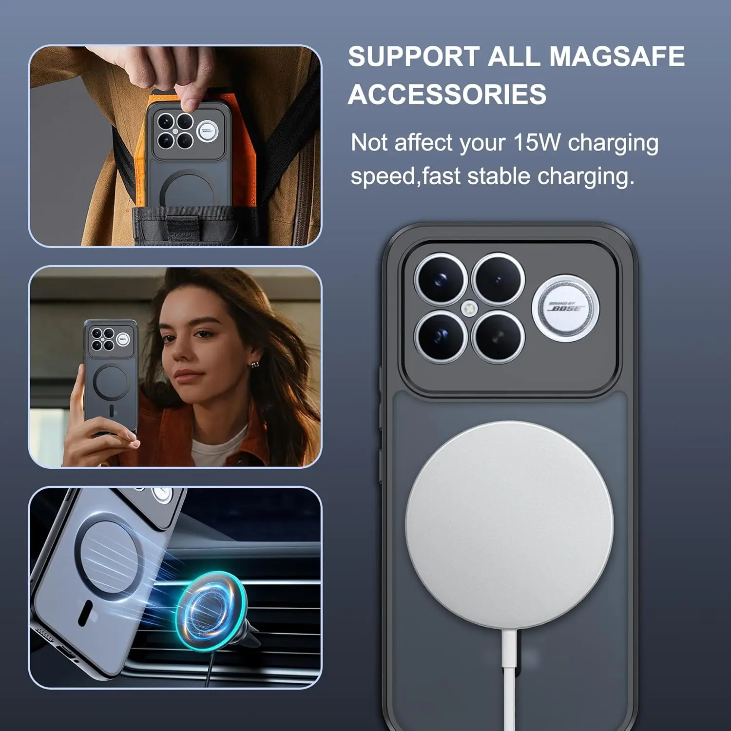 Magsafe Magnetic Wireless Charging Shockproof Matte Back Cover