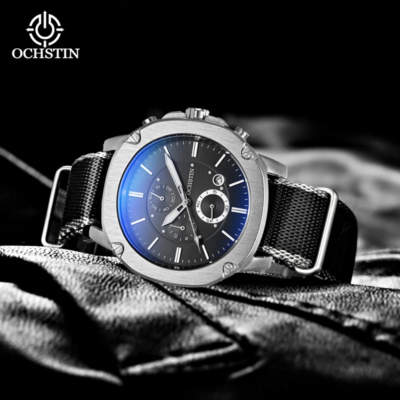 ochstin hot model 2024 fashion trend creative nylon series multi-function quartz movement waterproof watch men's quartz watches
