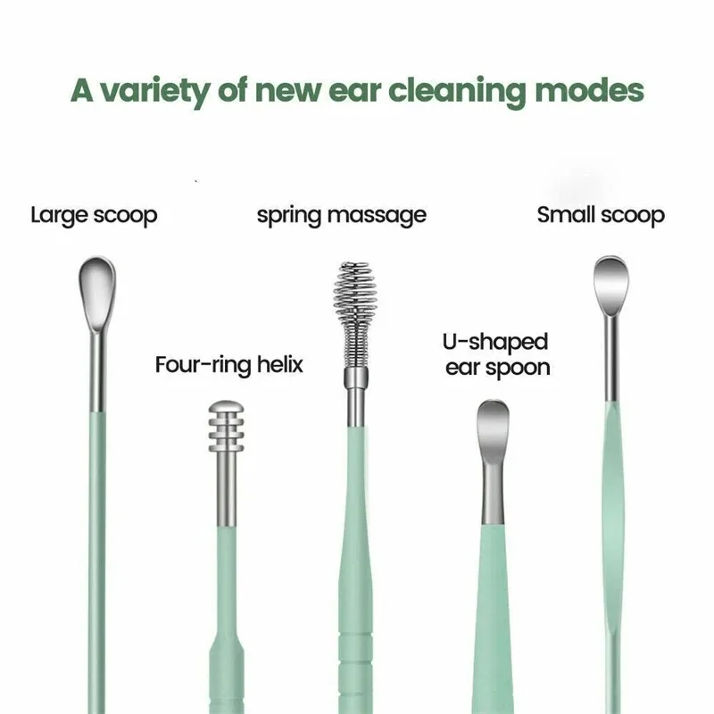 Earwax Remover Ear Cleaner Wax Removal Tool Earpick Sticks Curette Ear Pick Cleaning Ear Cleanser Spoon Health Care Earpick 6PCS 3