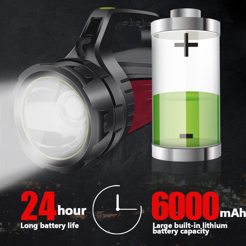 LED Rechargeable Search Light USB LED flashlight 2 side night light lamp hand Handle Spotlight Ultra