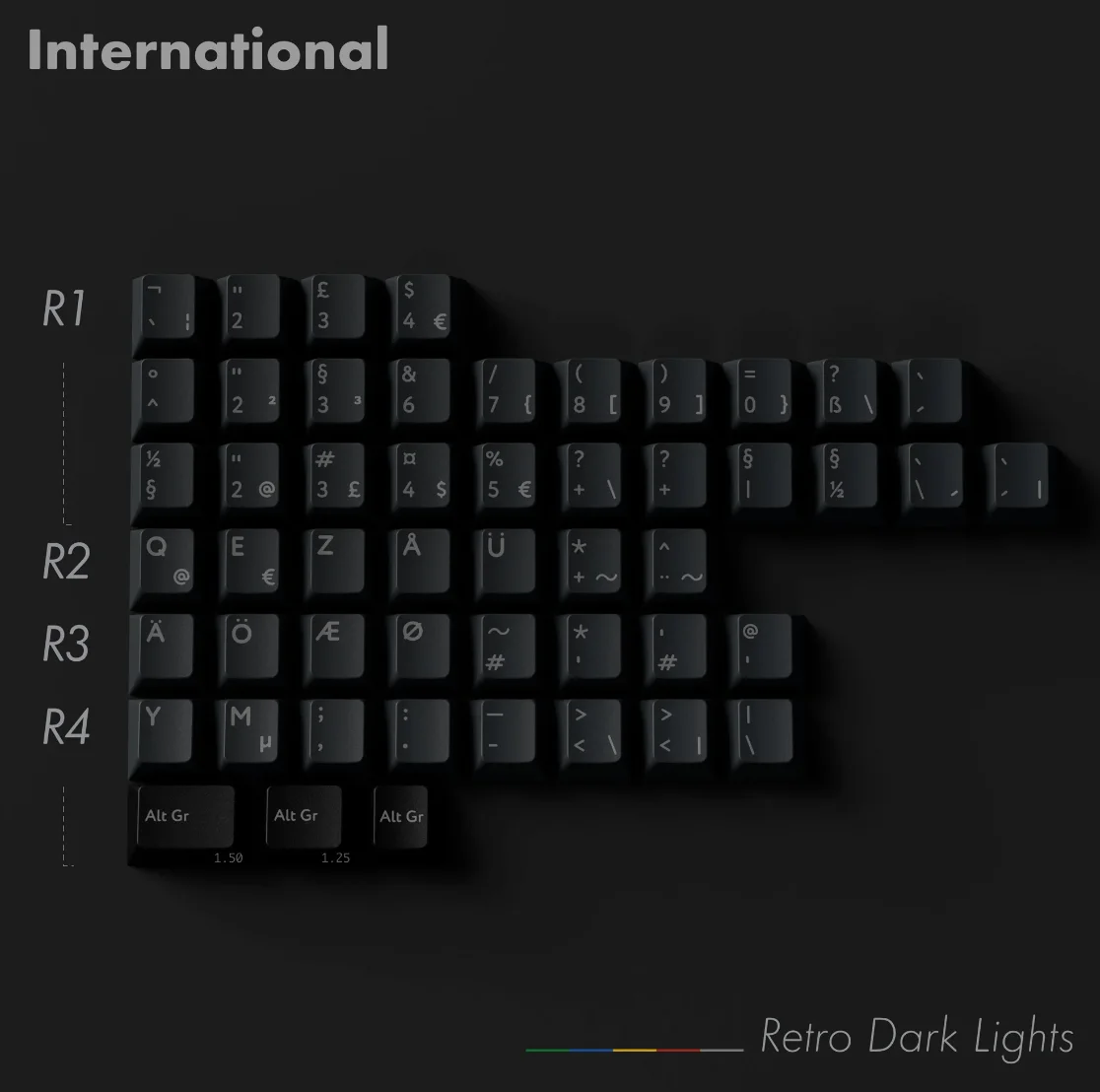 Child kits] PBTfans Retro Dark Lights Numpad/Spacebar/40s