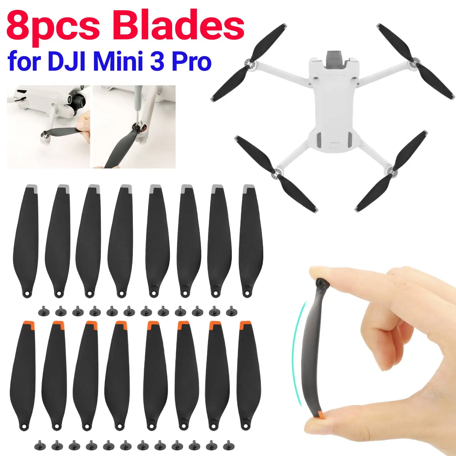 Drone Propellers Drone Propeller Blades Propeller Replacement Parts 8pcs Quick-Release Blades for DJI Mini 3 Pro