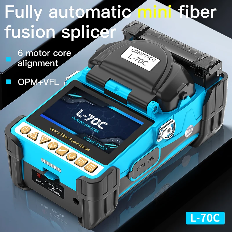 COMPTYCO L-70C 미니 광섬유 융착접속기 6모터 터치스크린 10개 언어 지원 광섬유 융착기 내장형 VFL OPM