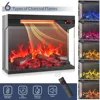 57" TV Stand with 23" Electric Fireplace Heater with Sound, Center for TVs Up to 65", with 3-Side Glass Display Fireplace 2