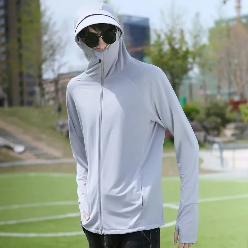 thumbnail image 1 of Ropa de protección solar para hombres y mujeres, pareja, malla de seda de hielo, protección Uv, ropa de pesca, ropa fina y transpirable para el sol para hombres, 1 of 5