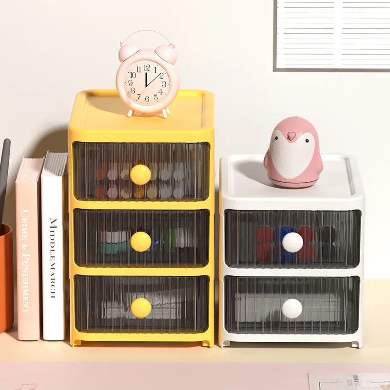 Desktop multi-layer cosmetics storage box, office storage cabinet, drawer style student dormitory stationery storage cabinet,