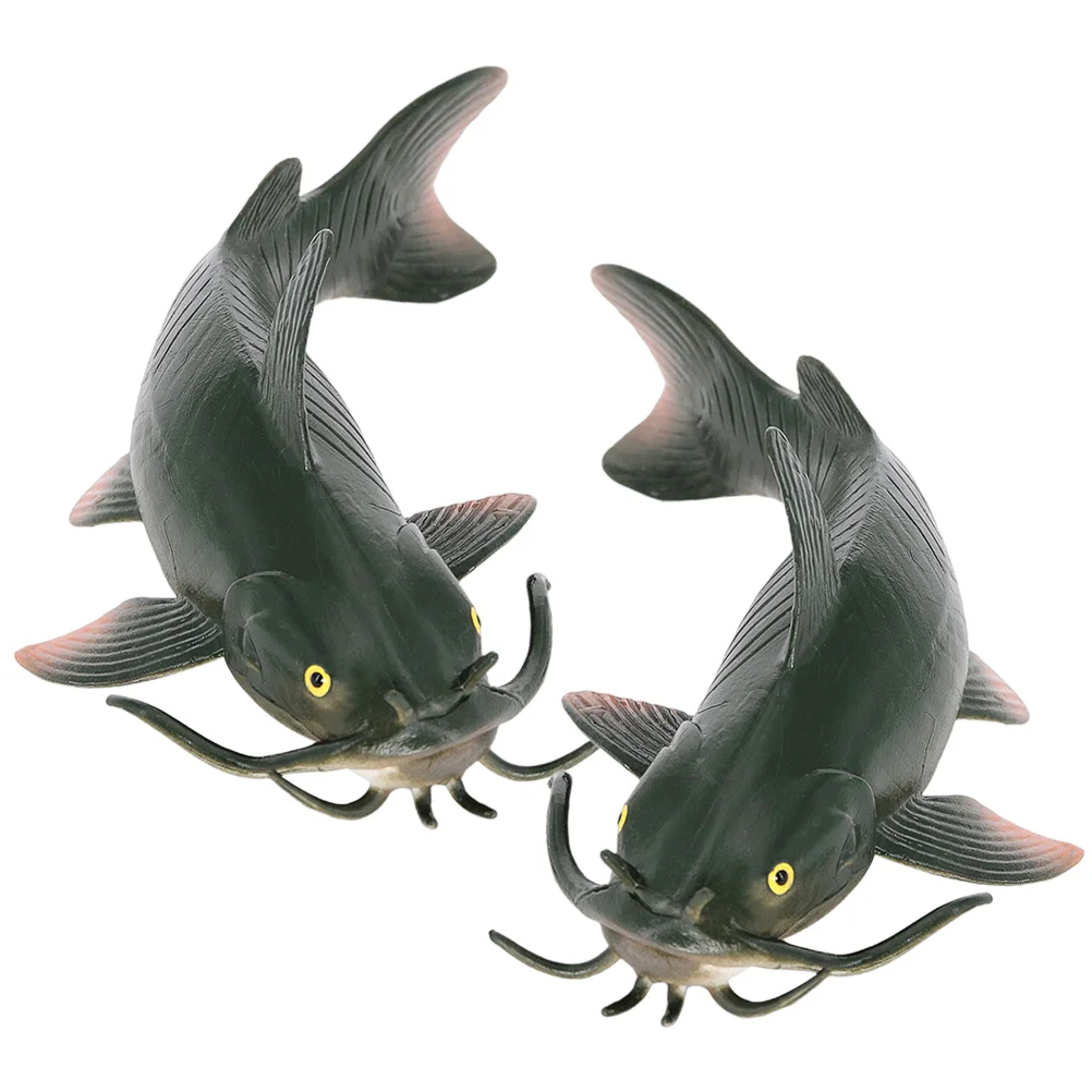 

2 Pcs Ocean Simulated Catfish Child Fish Tank Decorations Lifelike Figurine Pvc Decor