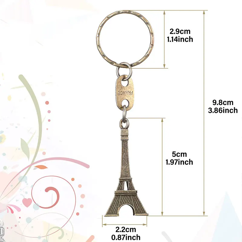 120Pcs Paris Eiffel Tower Keychain Eiffel Tower Keyring Novelty Gadget Trinket Souvenir Christmas Gift Keychain Alloy