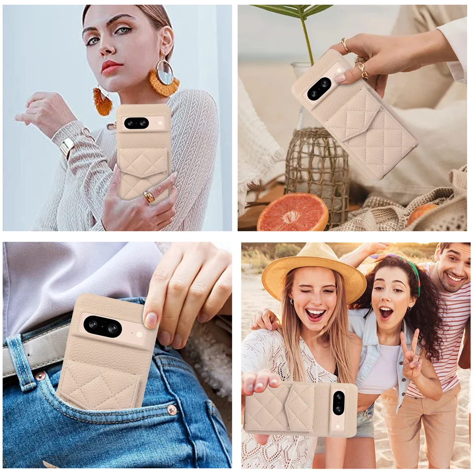 Shoulder Straps Crossbody Vertical Cards Solt Wallet Leather Bag Case For Google Pixel 9 Pro 8A 7 Pro 7A 6A 6 pro Lanyard Cover