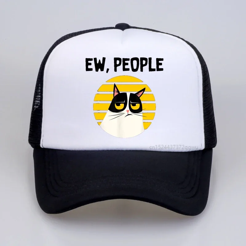 

Ew People Funny Cat Lovers Gift baseball cap Humor Gift cat mesh hat Adjustable Hip Hop trucker caps Bone