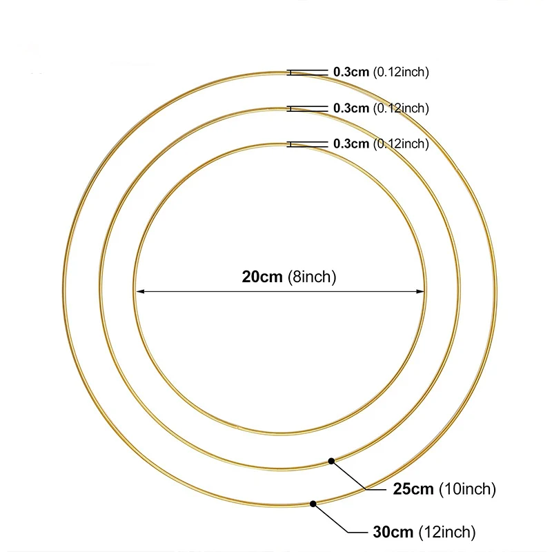 1 Piece Gold Crafts Metal Rings Wire Decoration For Diy Dream Catcher Wind Chimes Wreath Wrapping Technique Floral Art 30cm 6