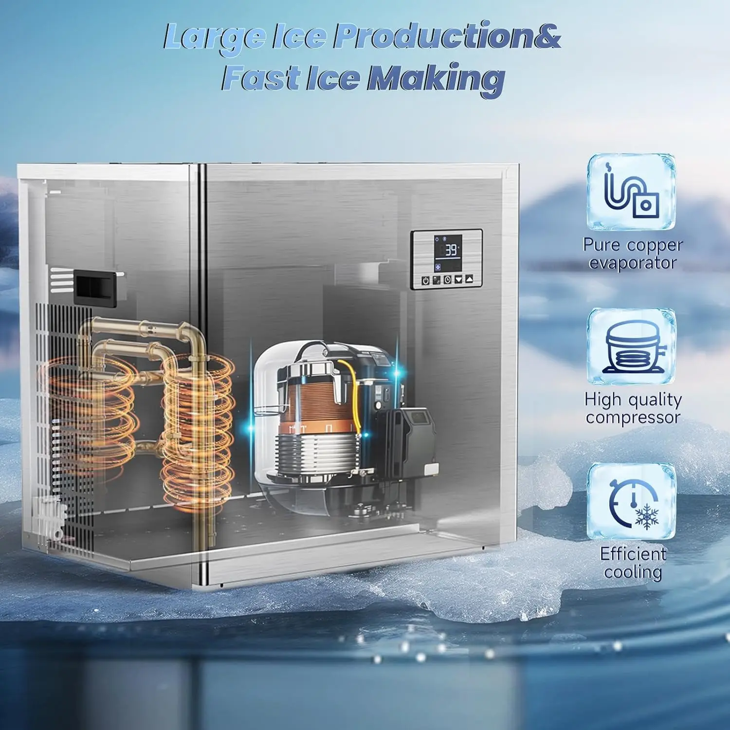 Commercial Ice Maker, Ice Making Machine with Large Storage Bin, Auto Self-Cleaning Ice Maker Perfect for Home Bar Business 6