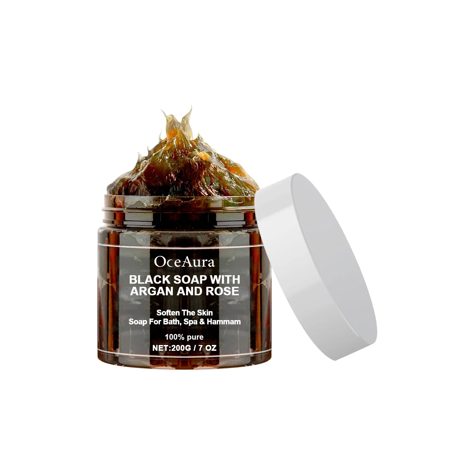 OCEAURA Black Soap With Argan And Rose lack Beldi Soap Ideal For Dead Skin Remover Body Scrub Purifying Deep Cleansing 200g/7 Oz 5