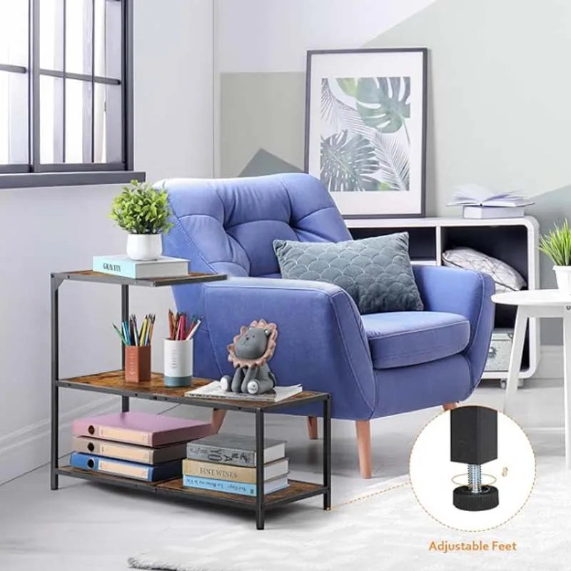 Narrow Side Table 3 Tier Sofa End Table Small Space Side Storage Shelf Slim Bedside Nightstand