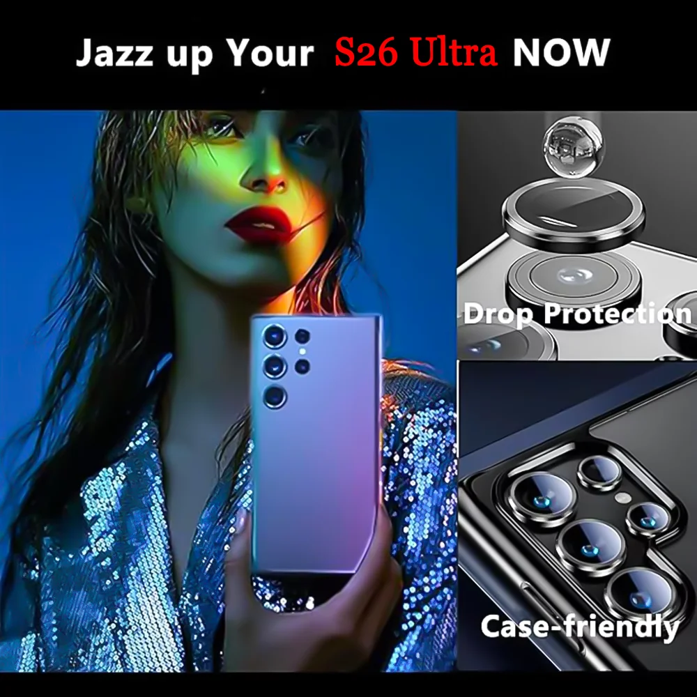 Enhanced Metal Lens Ring with Glass Protector - Anti-Scratch Phone Accessory