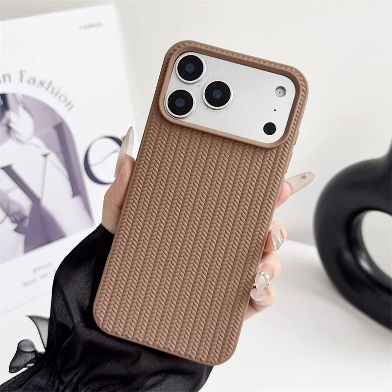 Elegant Woven Matte Shockproof Phone Case - Non-Slip Soft Protection Cover