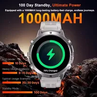 2025 nouveau militaire TREX3 1000mAh batterie montre intelligente 1.73 pouces écran 5ATM étanche GPS altimètre Bluetooth appel hommes Smartwatch 4
