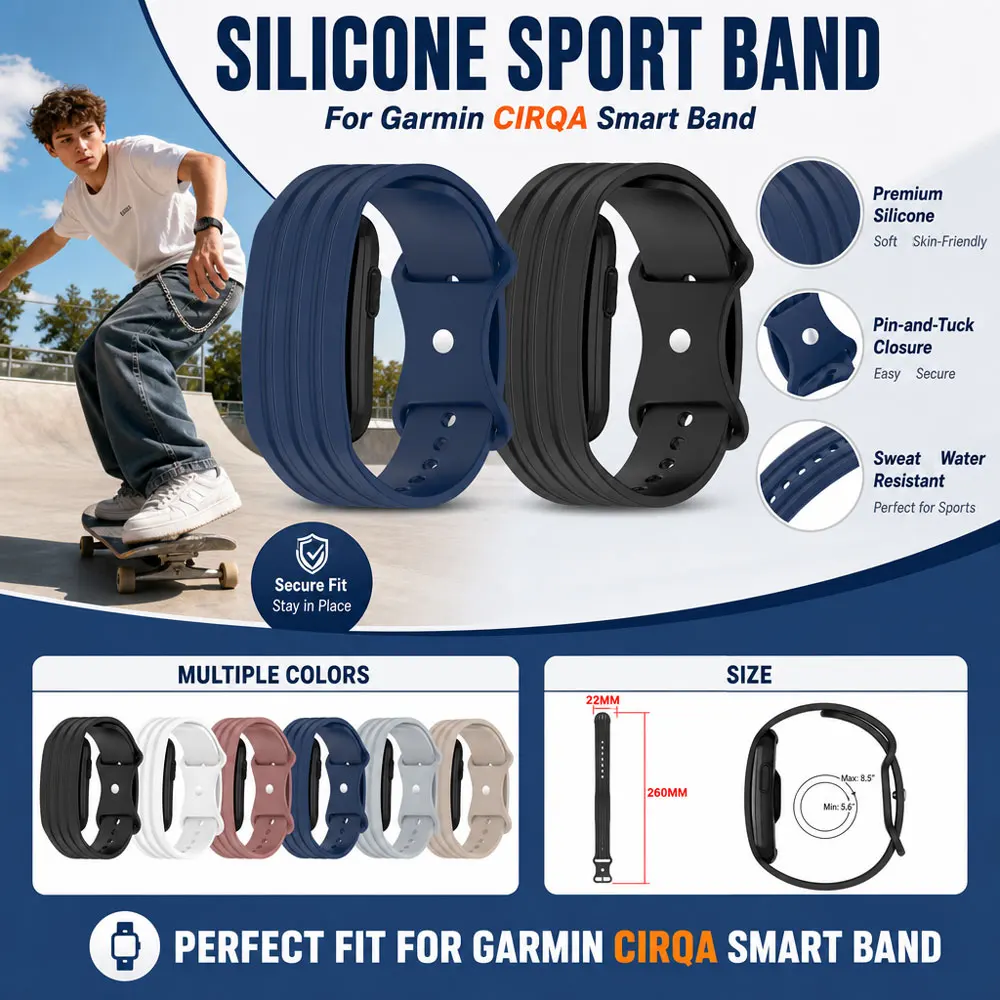 Silicone Waterproof Durable Replacement Wrist Strap in Figure-8 Style